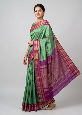 Green Kanjivaram Silk Saree With Blouse Piece