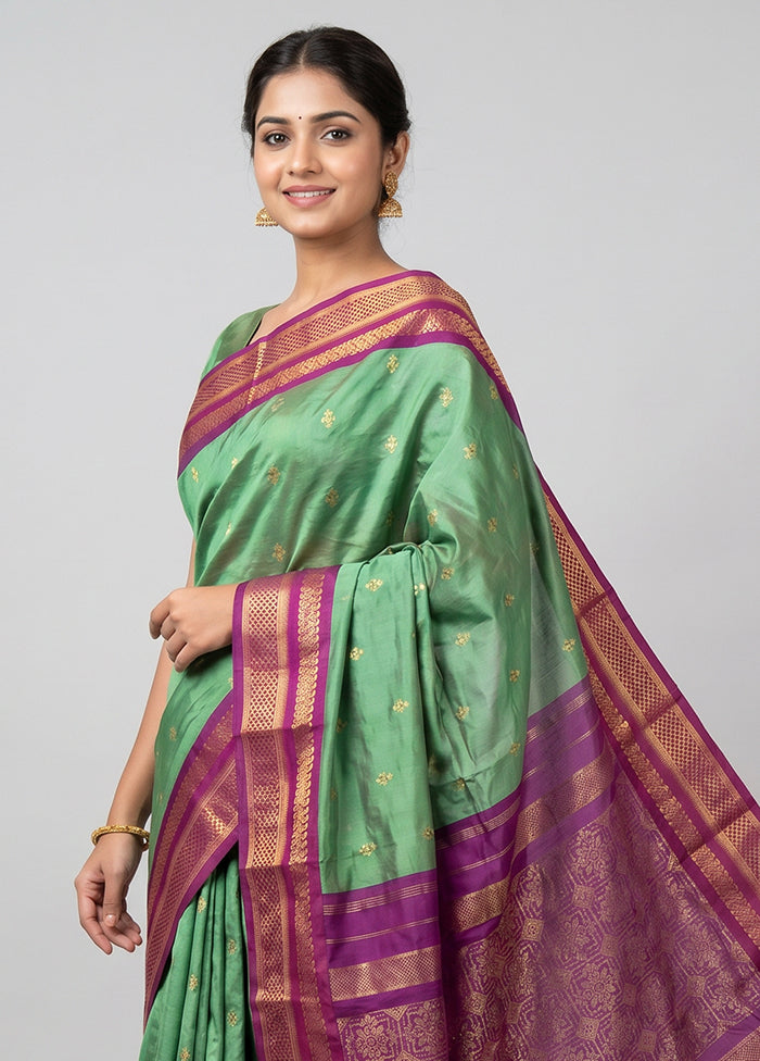 Green Kanjivaram Silk Saree With Blouse Piece