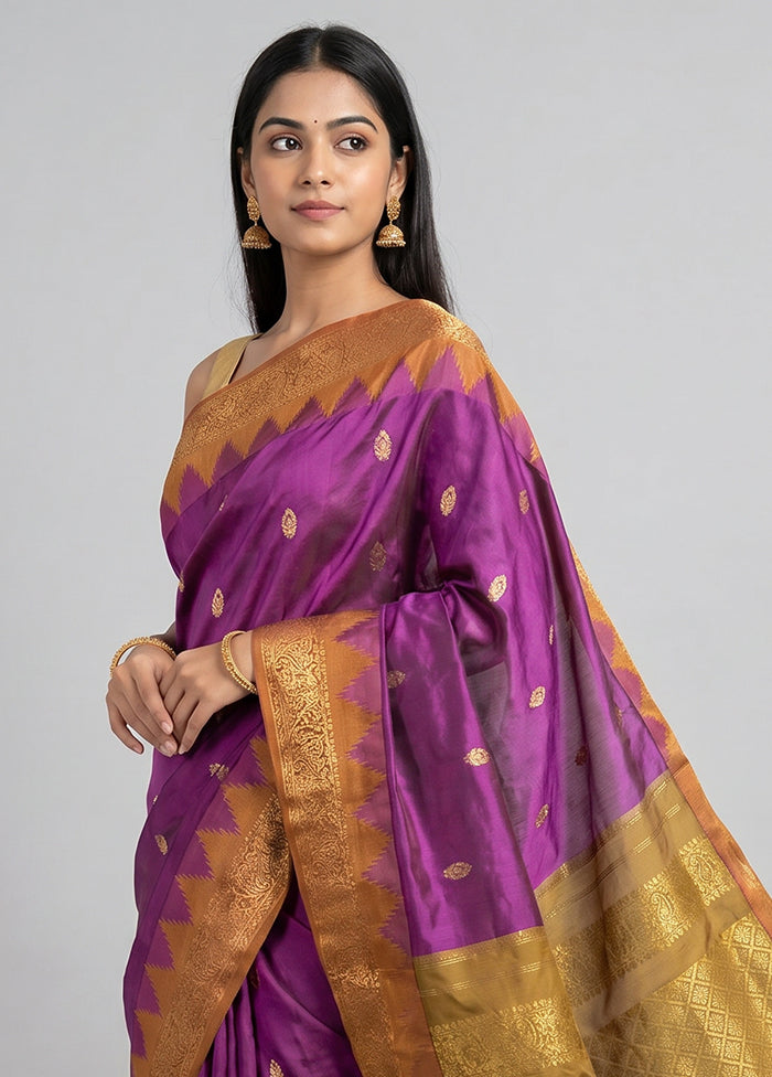 Pink Kanjivaram Silk Saree With Blouse Piece