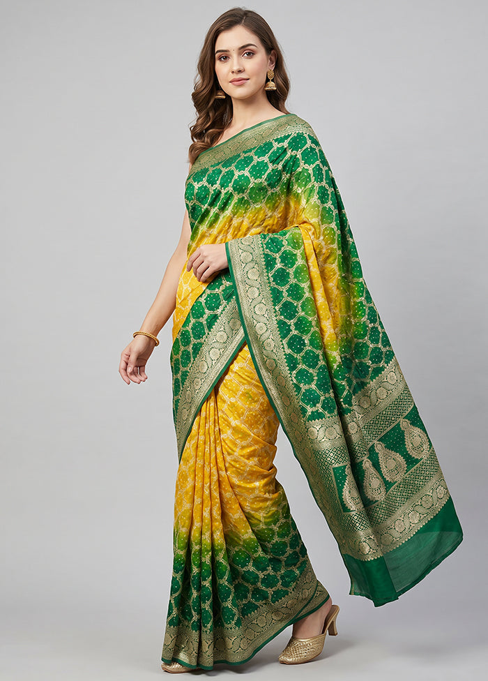 Green Georgette Saree With Blouse Piece