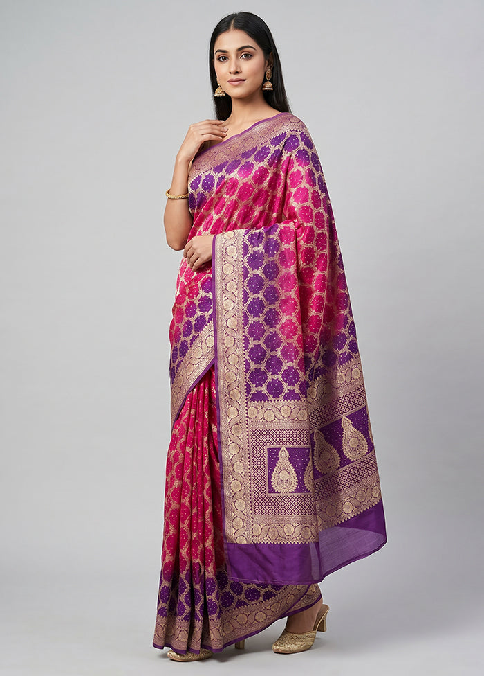 Pink Georgette Saree With Blouse Piece