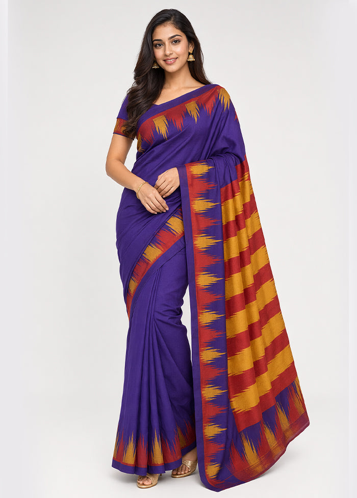 Blue Kanjivaram Silk Saree With Blouse Piece