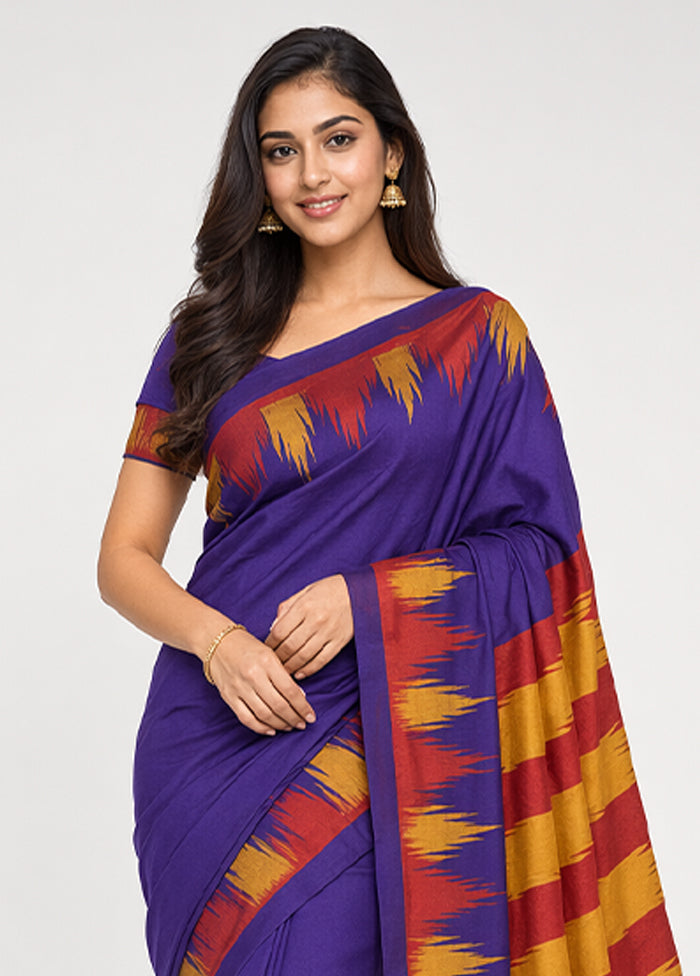 Blue Kanjivaram Silk Saree With Blouse Piece