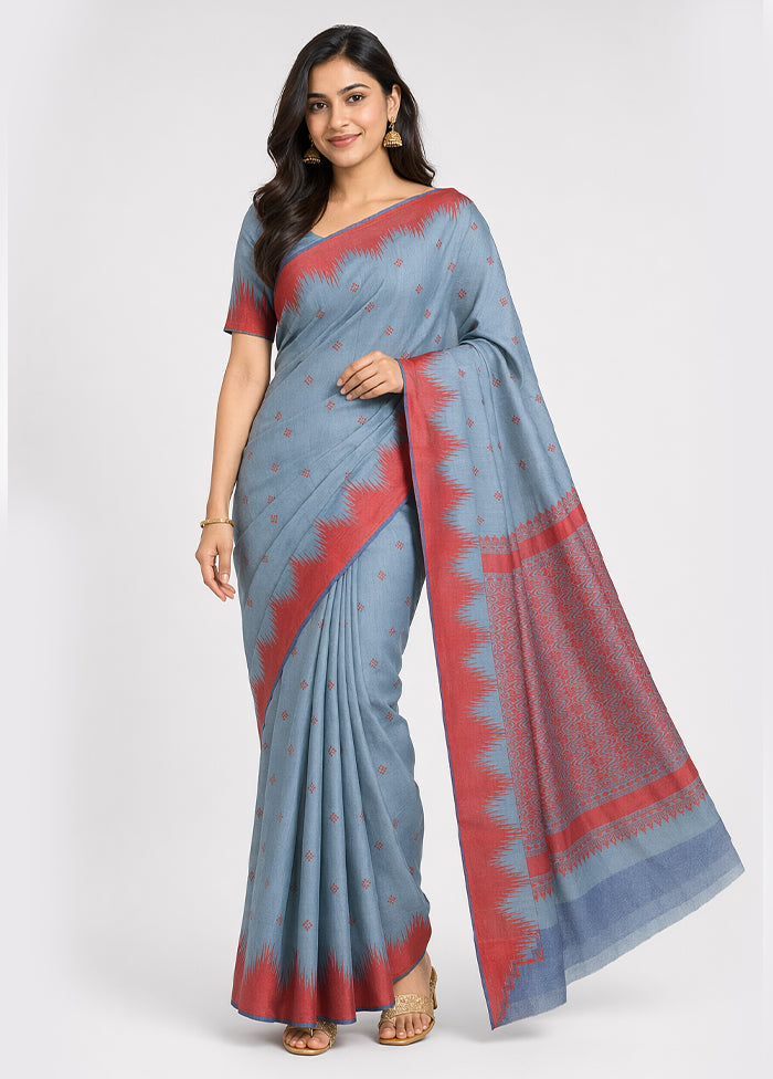 Blue Kanjivaram Silk Saree With Blouse Piece