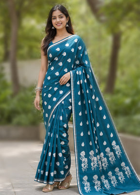 Green Handloom Katan Pure Silk Saree With Blouse Piece