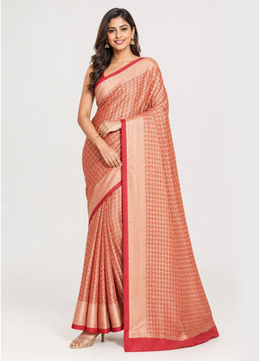 Maroon Kora Silk Saree With Blouse Piece