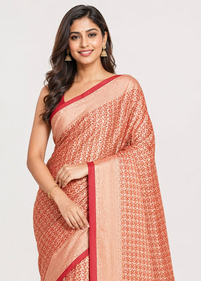 Maroon Kora Silk Saree With Blouse Piece