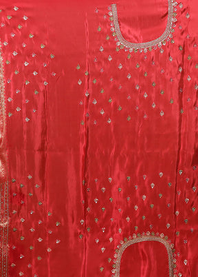 Red Handloom Pure Georgette Saree With Blouse Piece