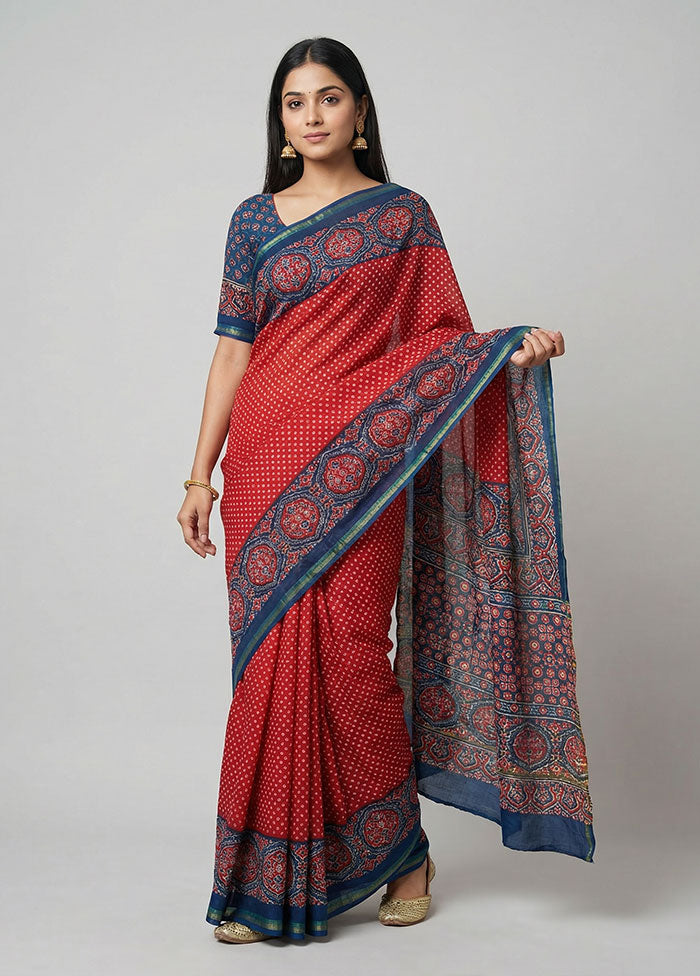 Multicolor Chanderi Silk Saree With Blouse Piece
