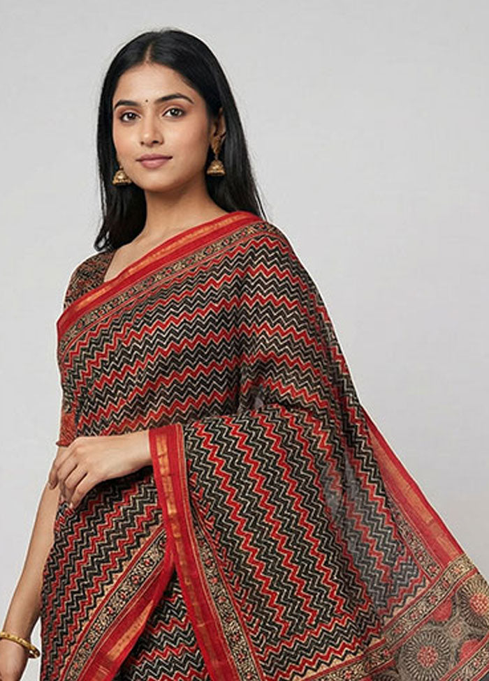 Multicolor Chanderi Silk Saree With Blouse Piece