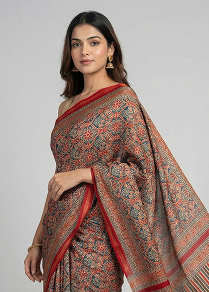 Blue Chanderi Silk Saree With Blouse Piece