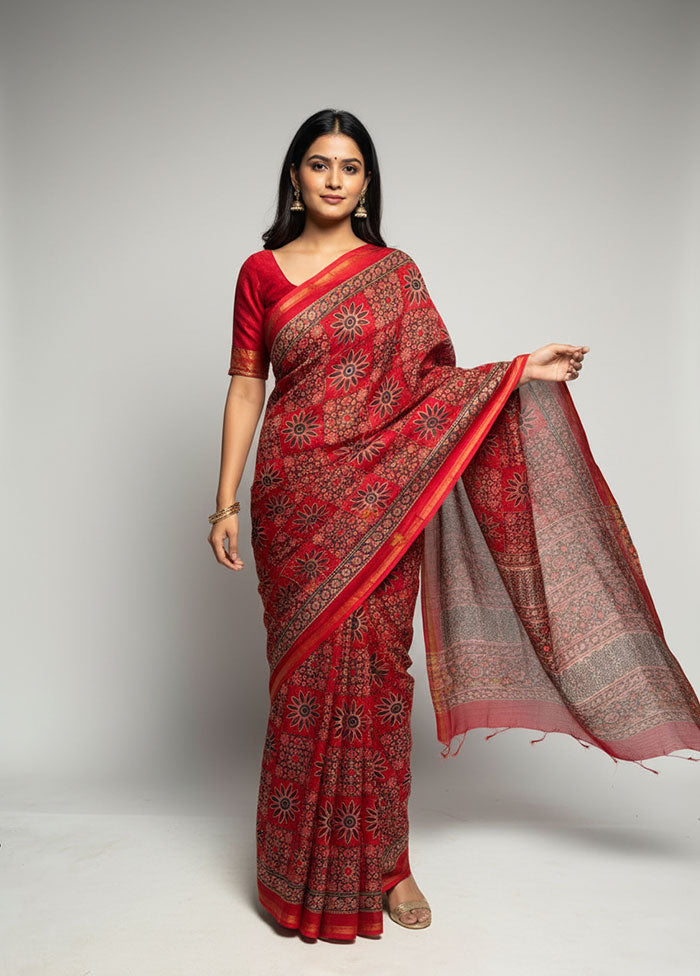 Multicolor Chanderi Silk Saree With Blouse Piece