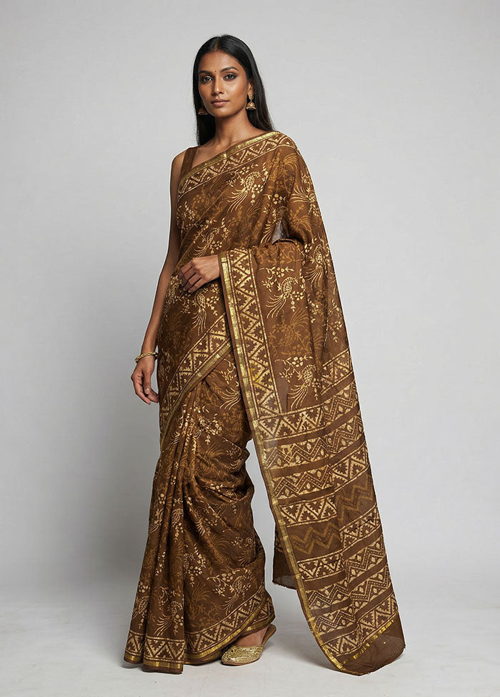 Green Chanderi Silk Saree With Blouse Piece