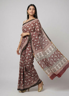 Multicolor Chanderi Silk Saree With Blouse Piece