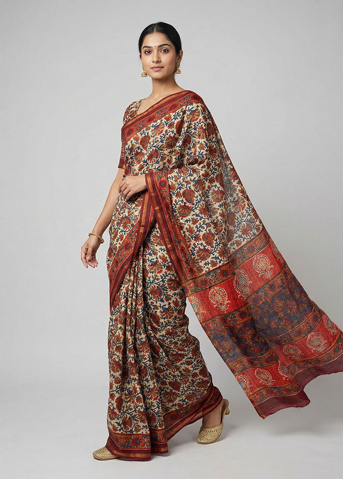 Multicolor Chanderi Silk Saree With Blouse Piece