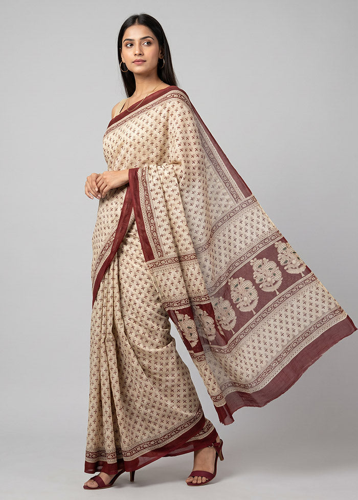 Multicolor Chanderi Silk Saree With Blouse Piece