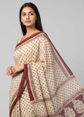 Multicolor Chanderi Silk Saree With Blouse Piece
