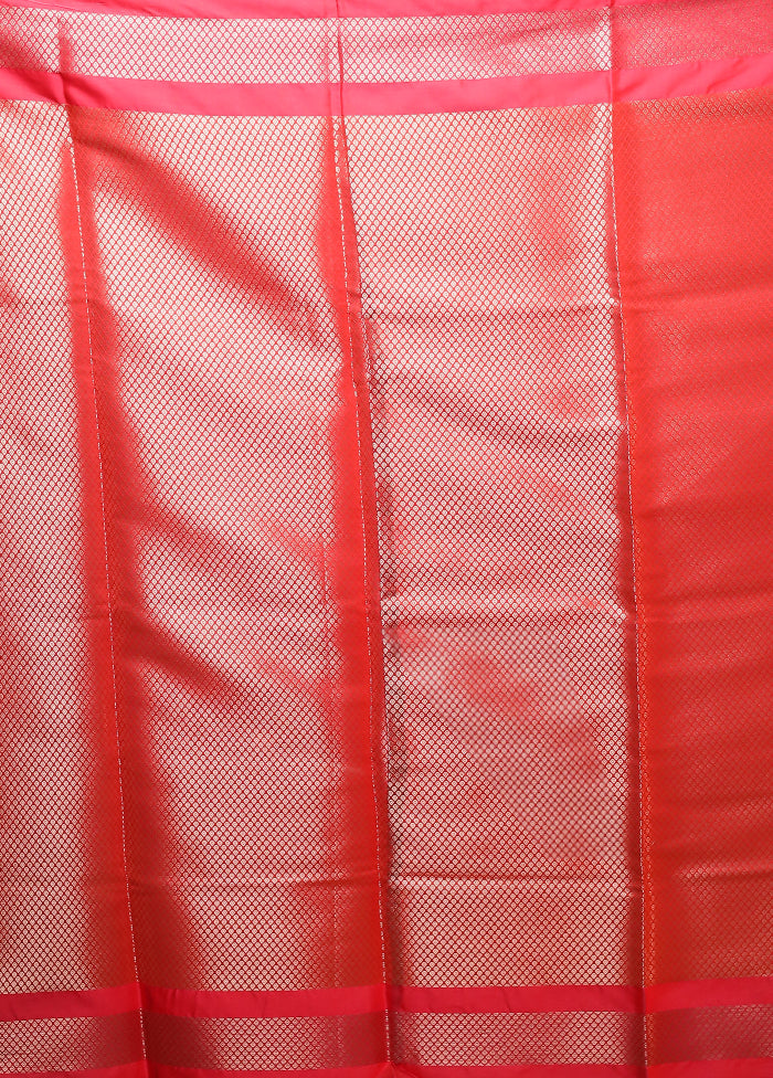 Red Dupion Silk Saree With Blouse Piece