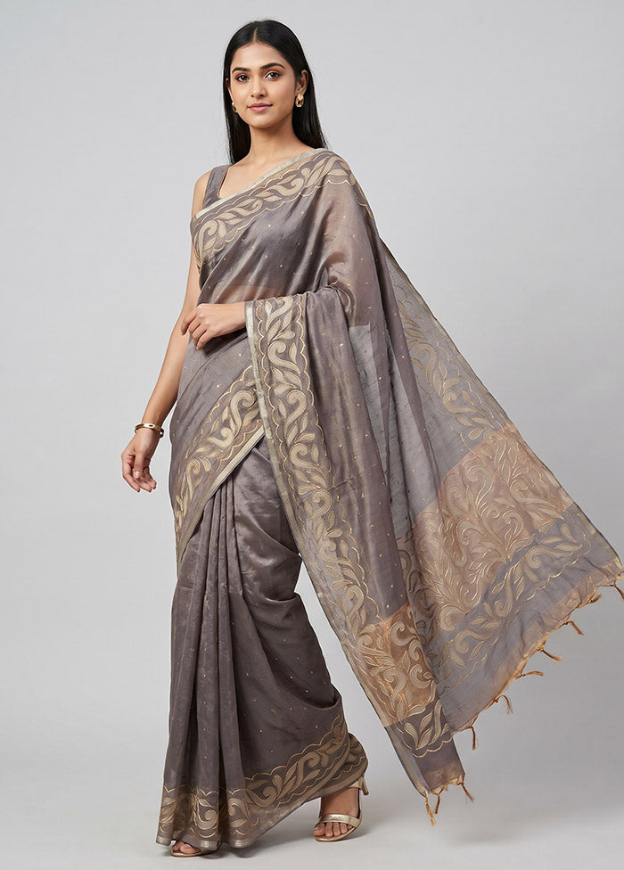 Brown Tissue Silk Saree With Blouse Piece