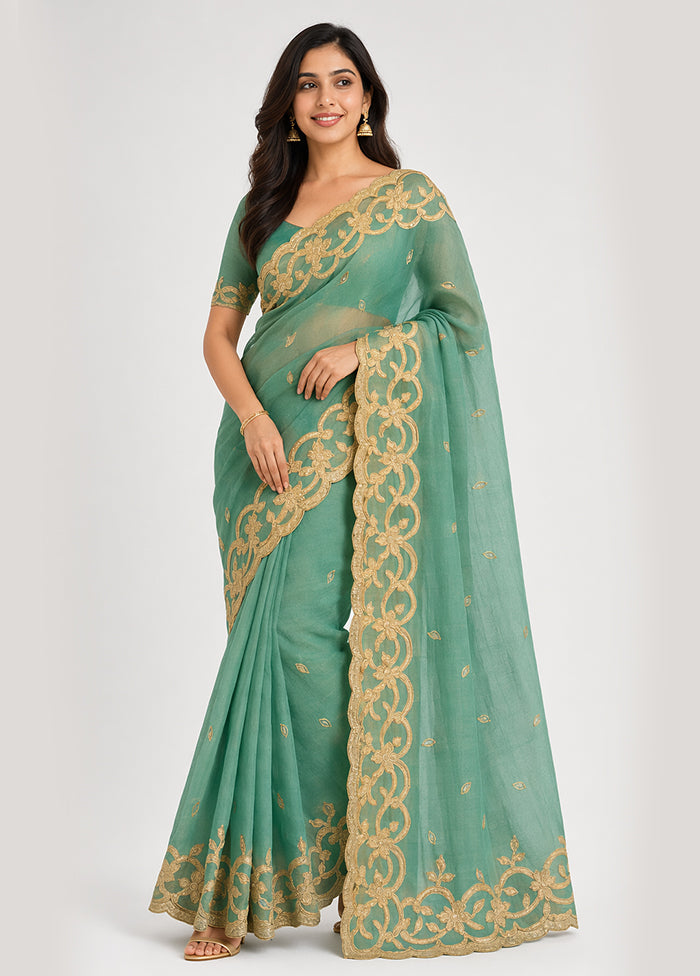 Blue Pure Cotton Saree With Blouse Piece