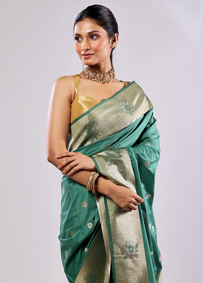 Green Katan Silk Saree With Blouse Piece