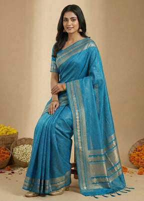 Green Katan Silk Saree With Blouse Piece