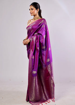Purple Katan Silk Saree With Blouse Piece