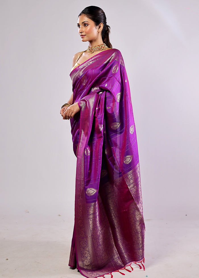 Purple Katan Silk Saree With Blouse Piece