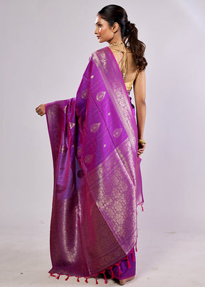 Purple Katan Silk Saree With Blouse Piece