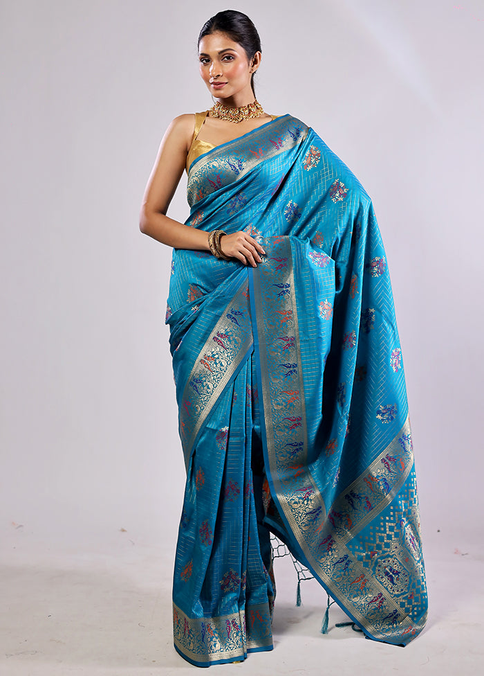 Green Katan Silk Saree With Blouse Piece