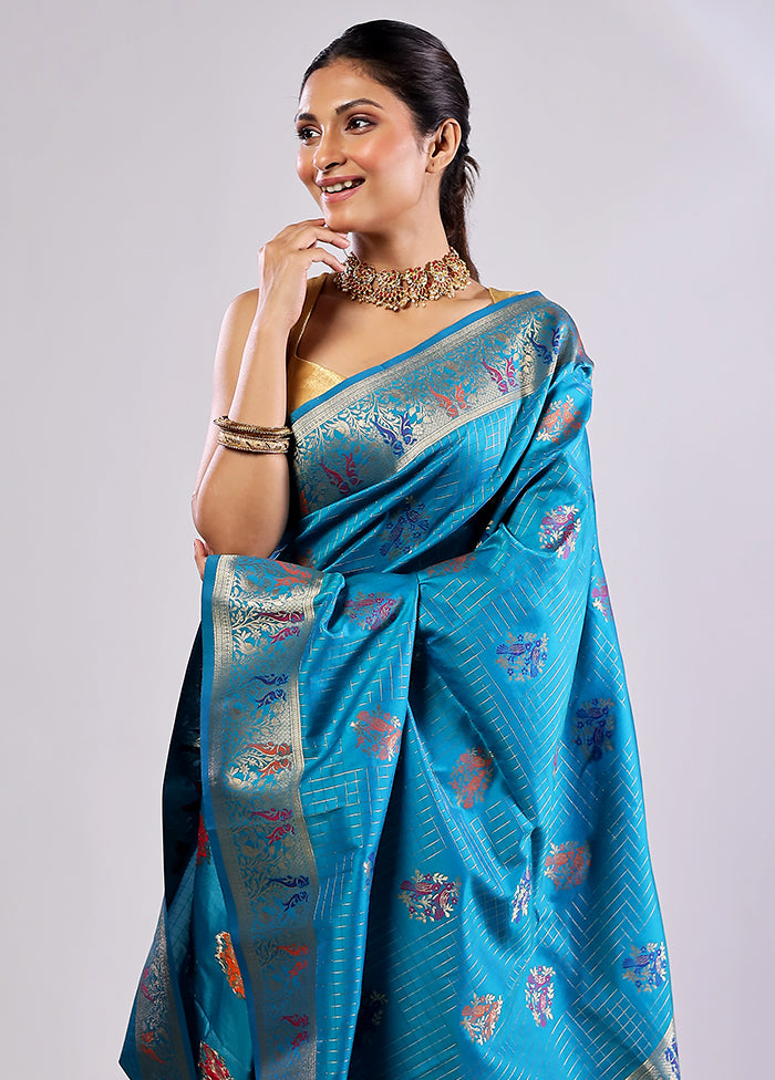 Green Katan Silk Saree With Blouse Piece