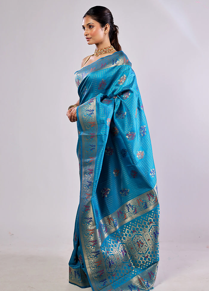 Green Katan Silk Saree With Blouse Piece