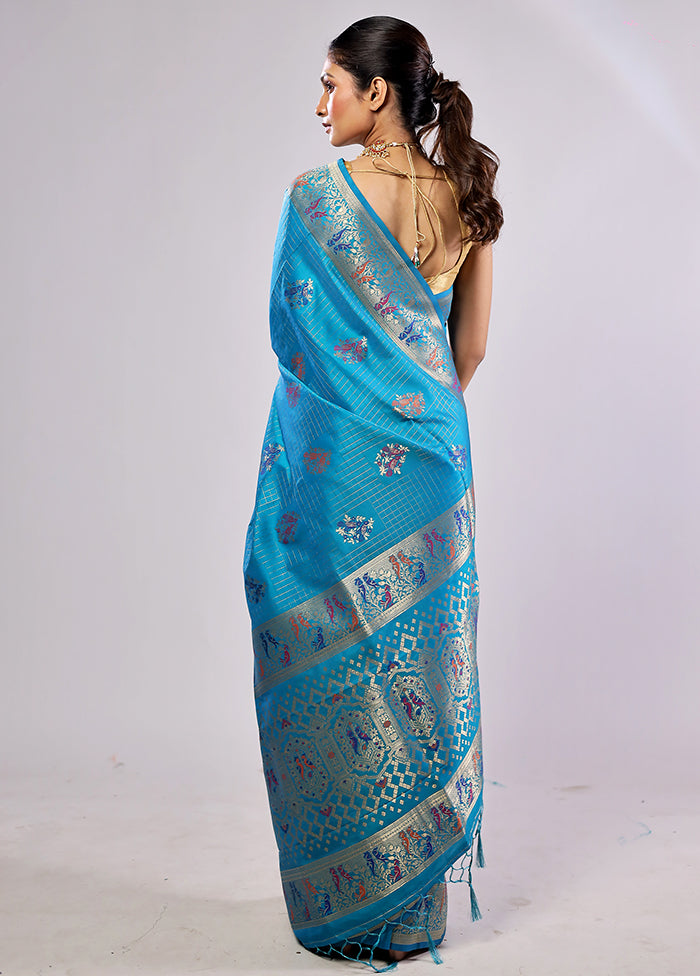 Green Katan Silk Saree With Blouse Piece