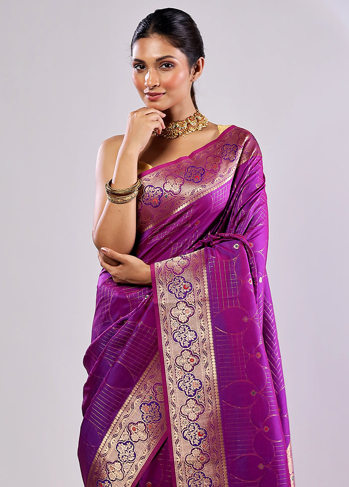 Purple Katan Silk Saree With Blouse Piece