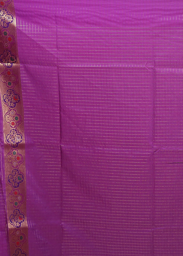 Purple Katan Silk Saree With Blouse Piece
