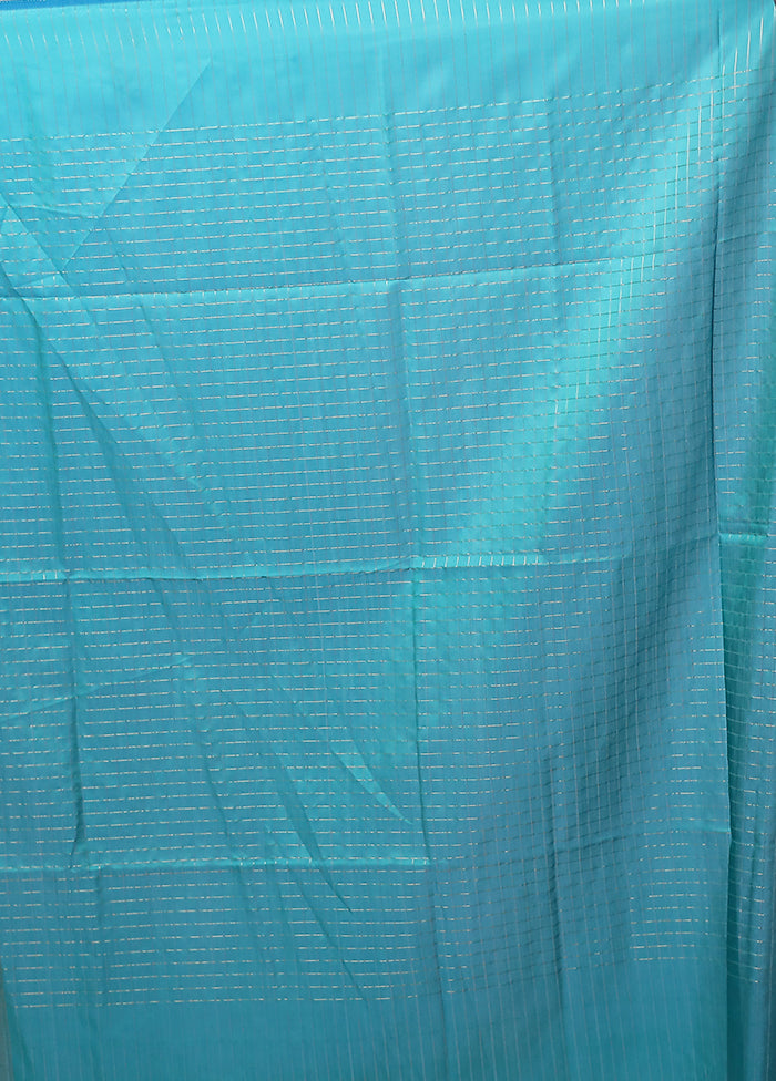 Blue Katan Silk Saree With Blouse Piece