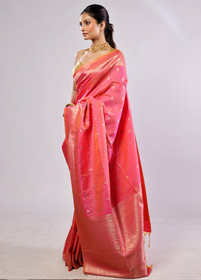 Pink Katan Silk Saree With Blouse Piece