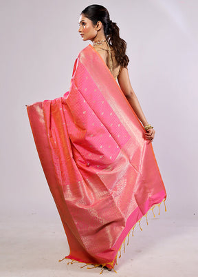 Pink Katan Silk Saree With Blouse Piece