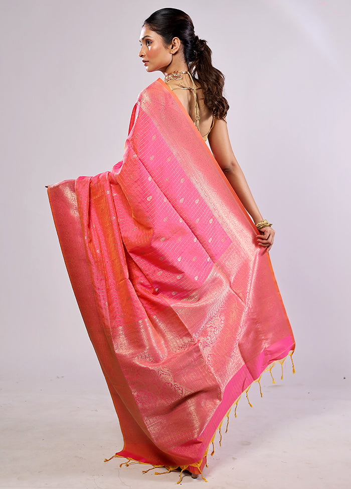 Pink Katan Silk Saree With Blouse Piece