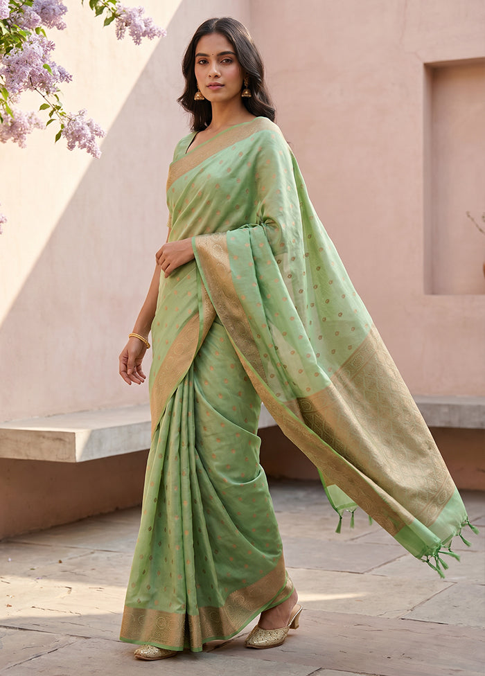 Green Kanjivaram Silk Saree With Blouse Piece
