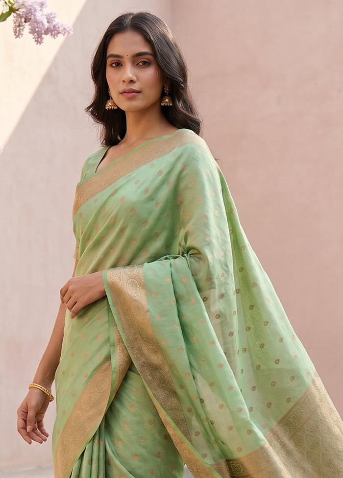 Green Kanjivaram Silk Saree With Blouse Piece