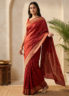 Maroon Kanjivaram Silk Saree With Blouse Piece