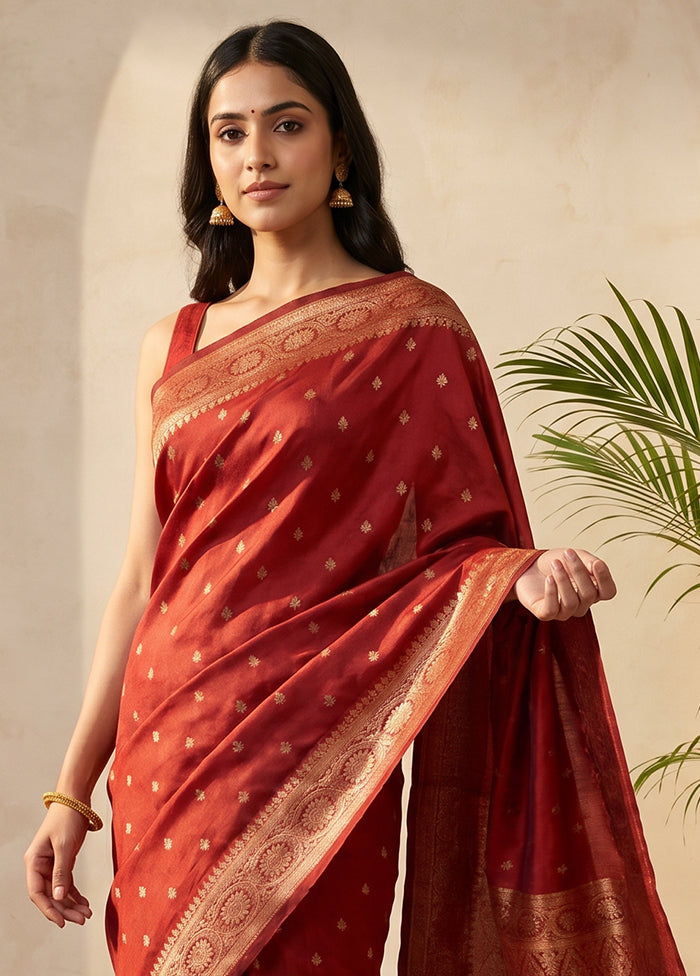 Maroon Kanjivaram Silk Saree With Blouse Piece