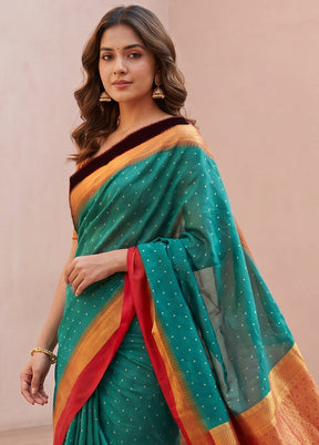 Green Kanjivaram Silk Saree With Blouse Piece
