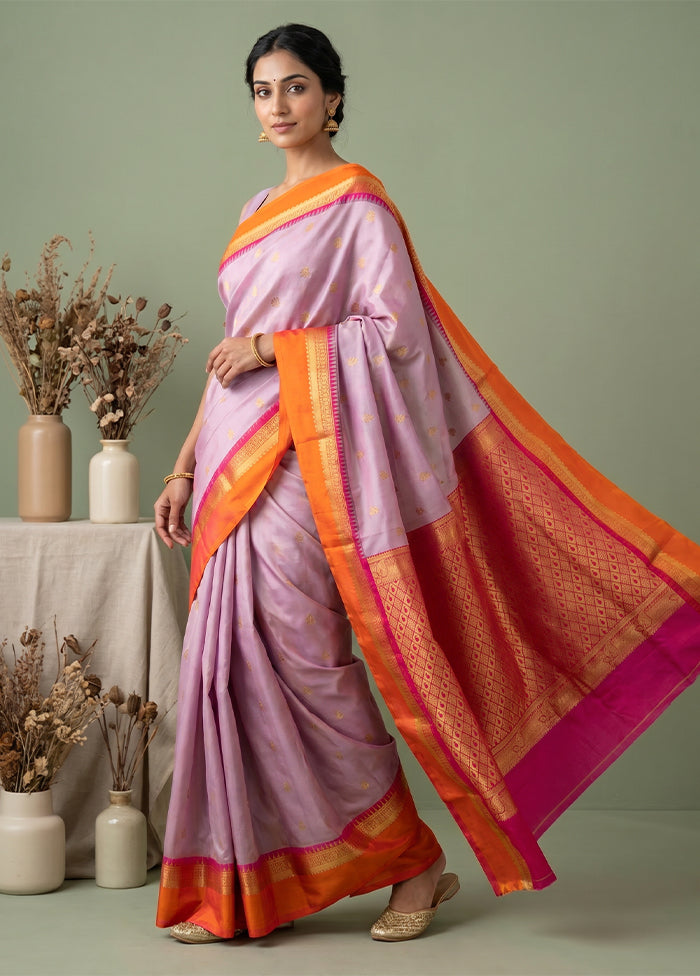 Pink Kanjivaram Silk Saree With Blouse Piece