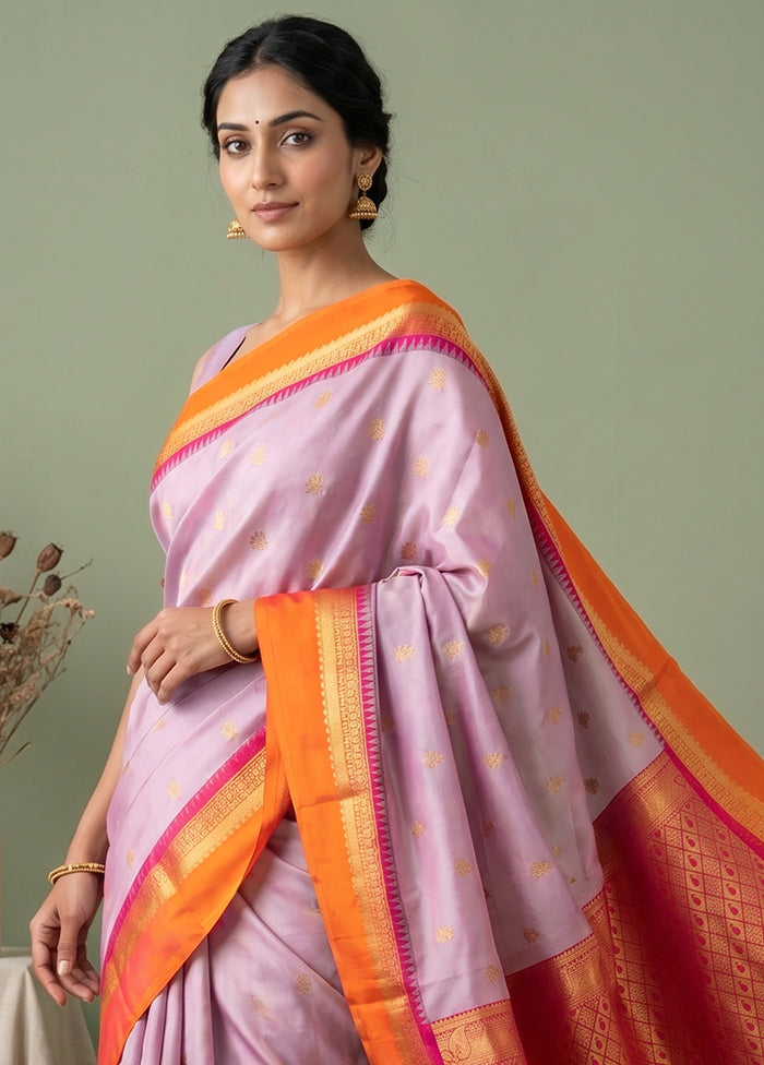 Pink Kanjivaram Silk Saree With Blouse Piece