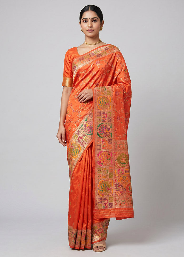 Pink Dupion Silk Saree With Blouse Piece