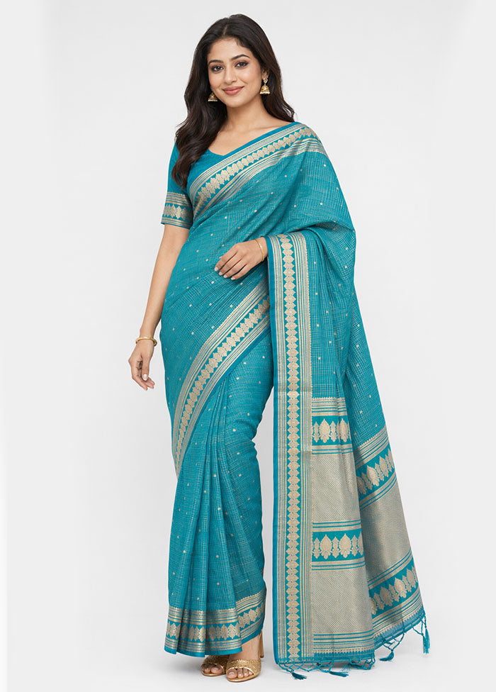 Green Katan Silk Saree With Blouse Piece