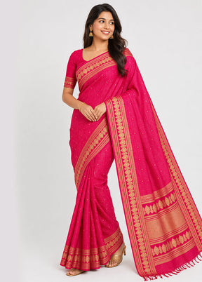 Pink Katan Silk Saree With Blouse Piece