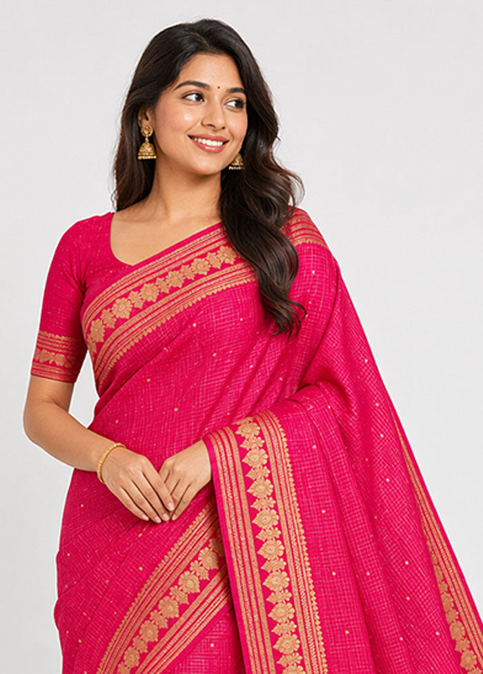 Pink Katan Silk Saree With Blouse Piece